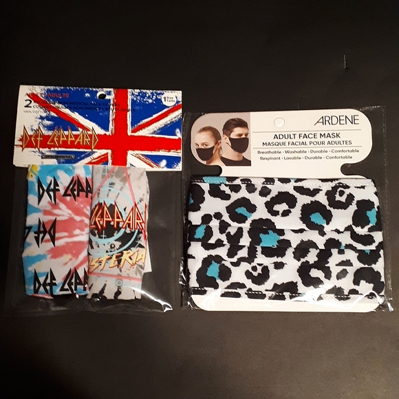 ⚡3/$20⚡ NEW* Two Def Leppard + Leopard Print Adult Reusable Face Masks Lot - Picture 1 of 2